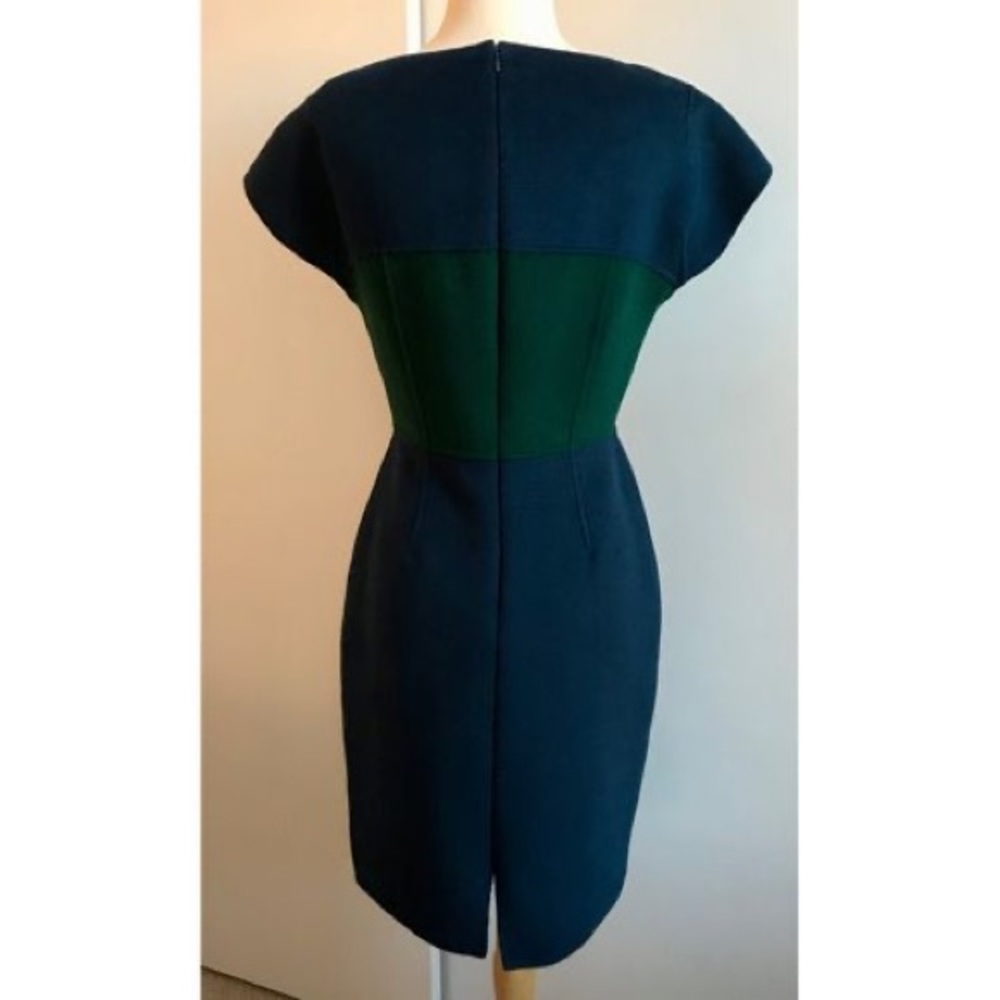 St. John Wool Cashmere blend Dress Sewn by hand in Lapis & Emerald size 6 - Picture 8 of 13